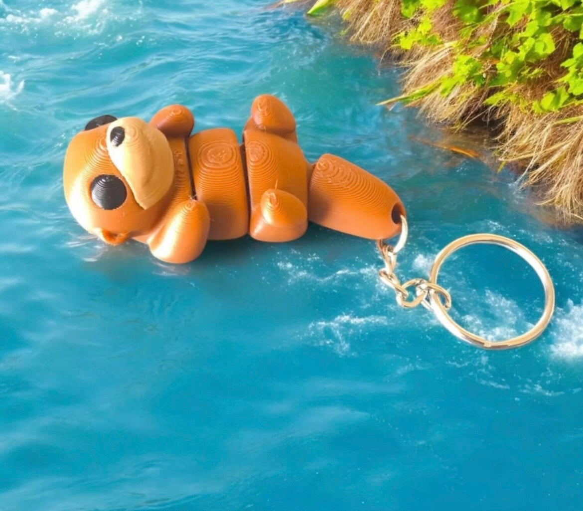 Porte-clé 3D Loutre en Mais Naturel - Fait main en Bretagne