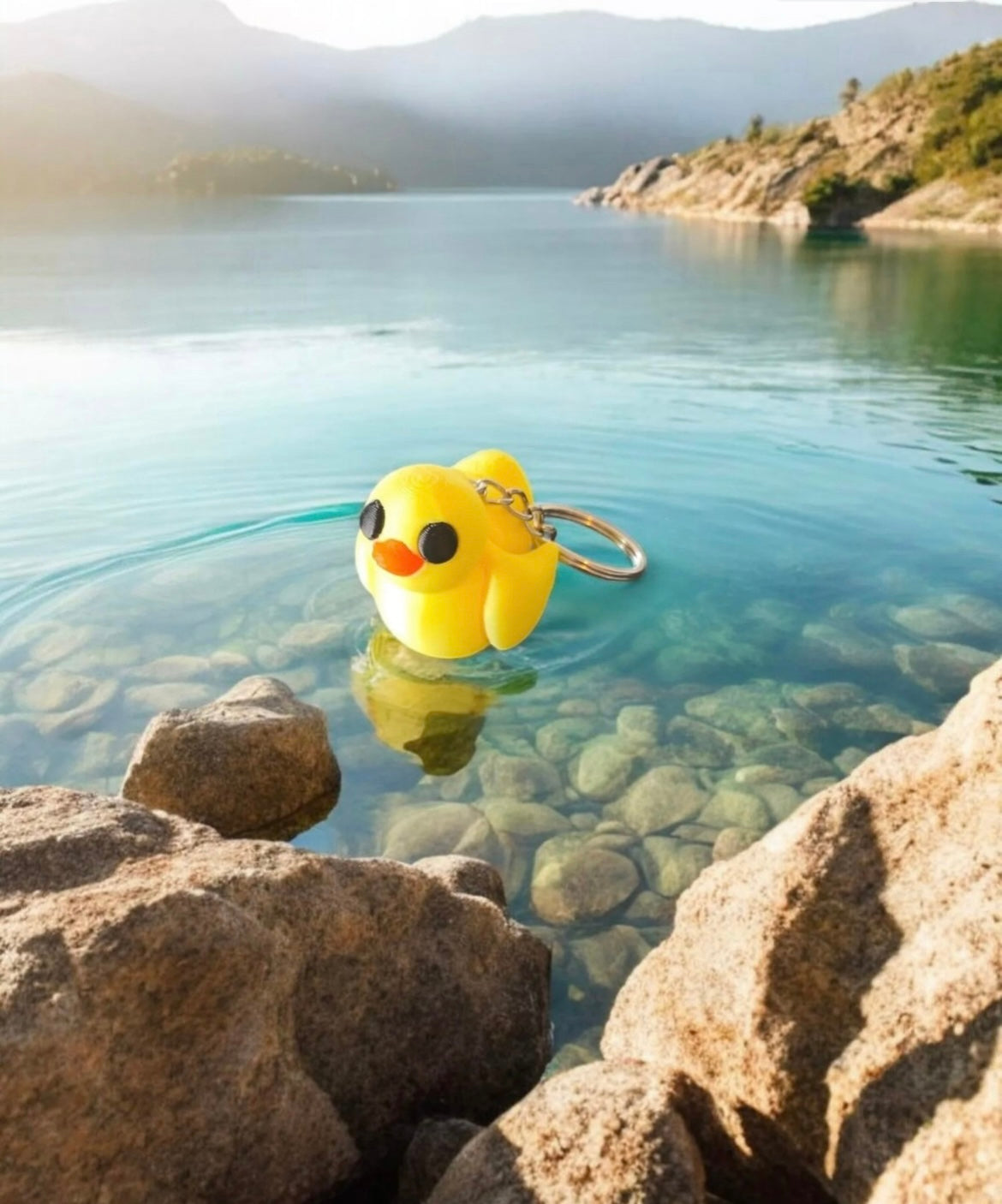Porte-clé 3D Canard en Mais Naturel - Fait main en Bretagne