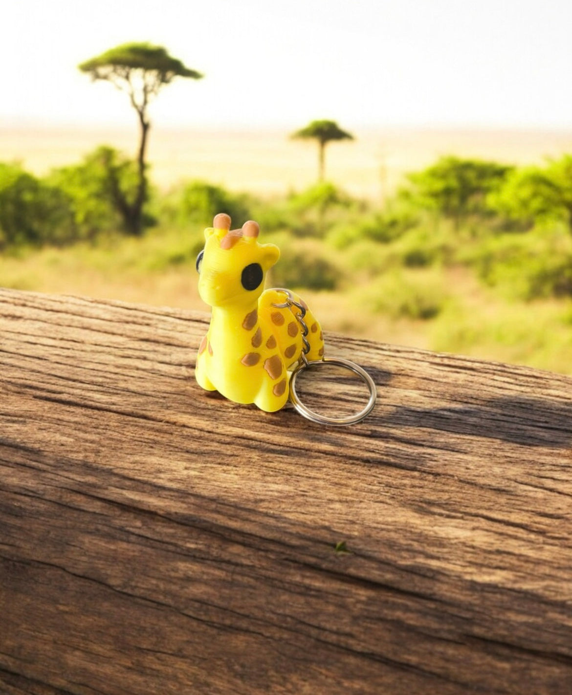 Porte-clé 3D Girafe en Mais Naturel - Fait main en Bretagne