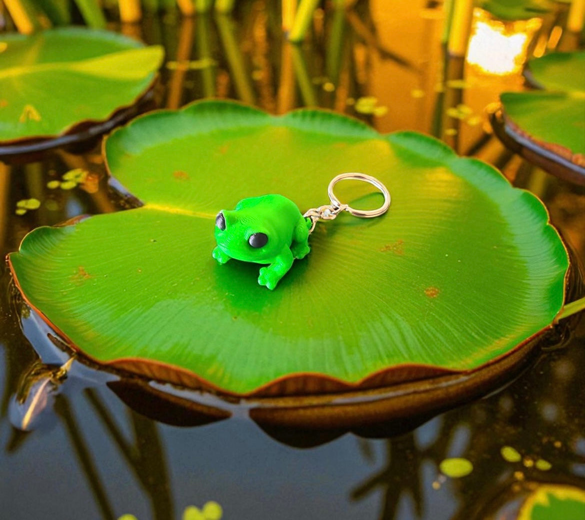 Porte-clé 3D Grenouille en Mais Naturel - Fait main en Bretagne