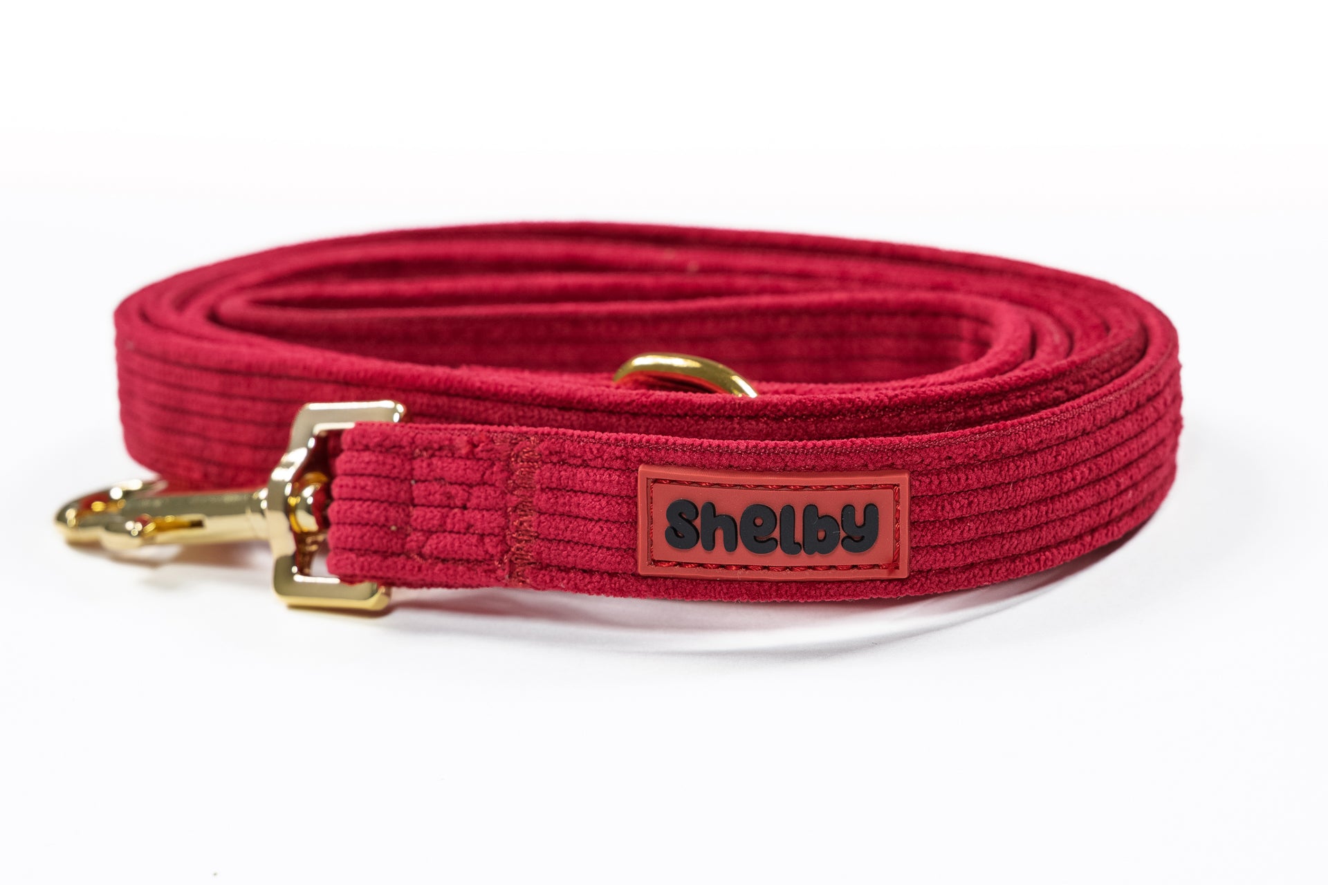 Laisse pour chien en velours côtelé rouge PANA FORTE – Fait main, élégante et résistante avec mousqueton métallique