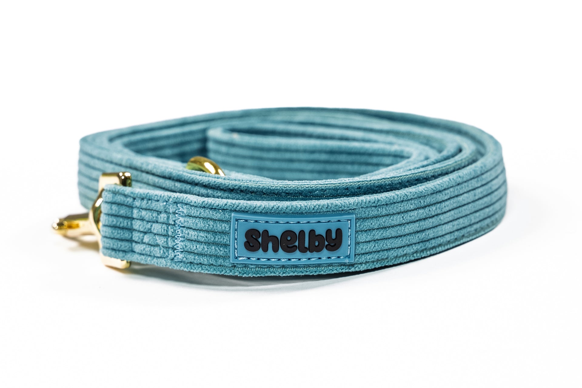 Laisse pour chien en velours bleu côtelé PANA FORTE – Fait main, élégante et résistante avec mousqueton métallique